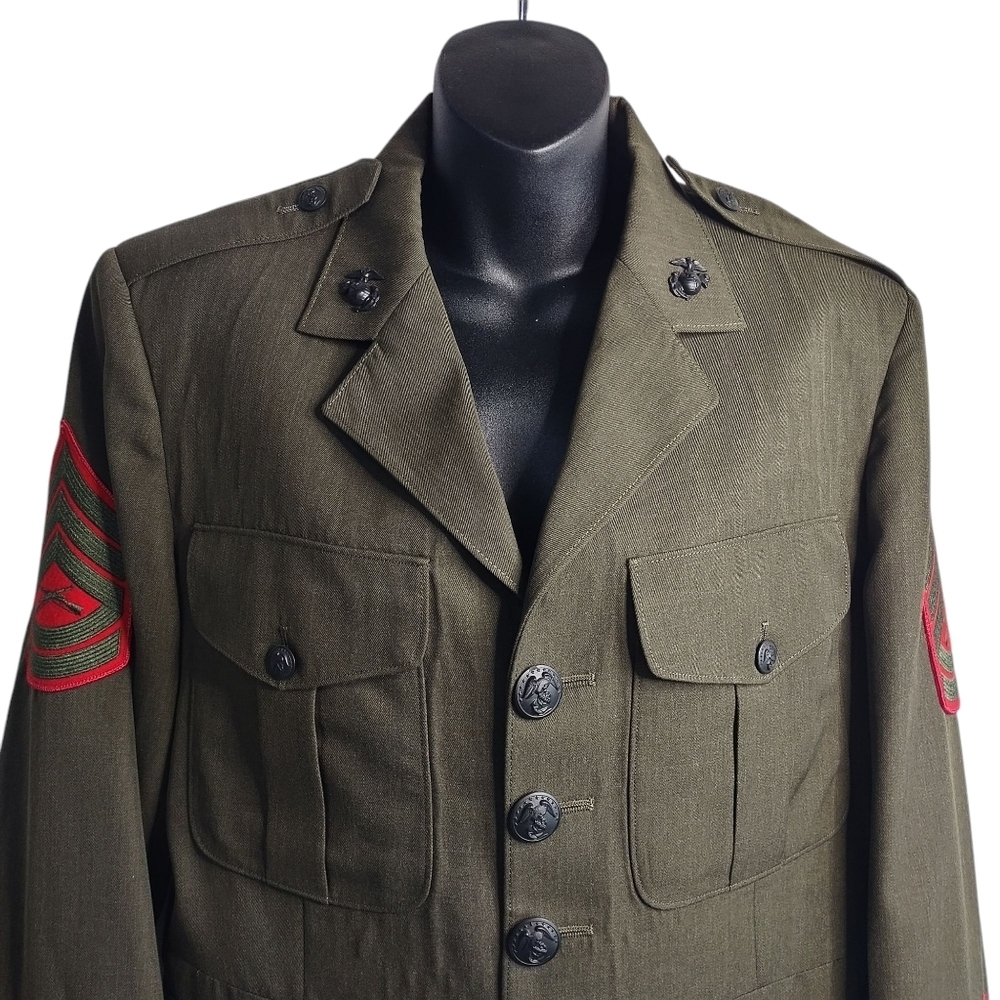 Vintage USMC Marine Corps Army Military Jacket Green Size 42R Vietnam War Era - Picture 3 of 9